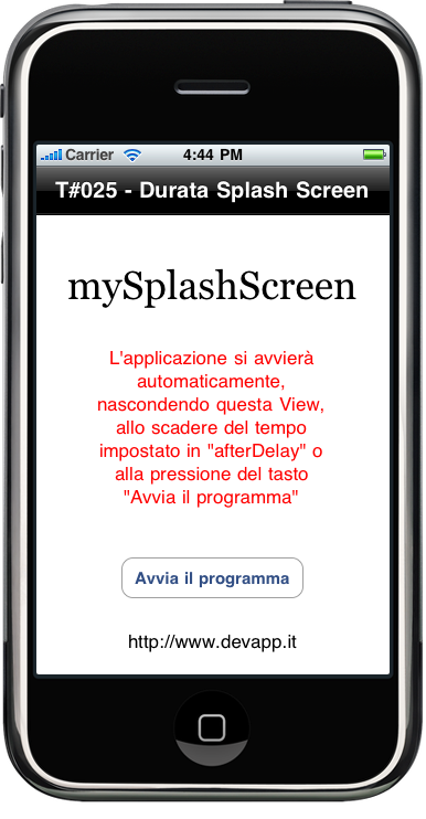 t025_IS Tutorial 025 - Splash Screen e tutorial all'opera in iPhone Simulator