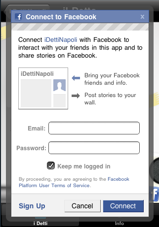 idettinapoli-facebook iDettiNapoli - Facebook Connect